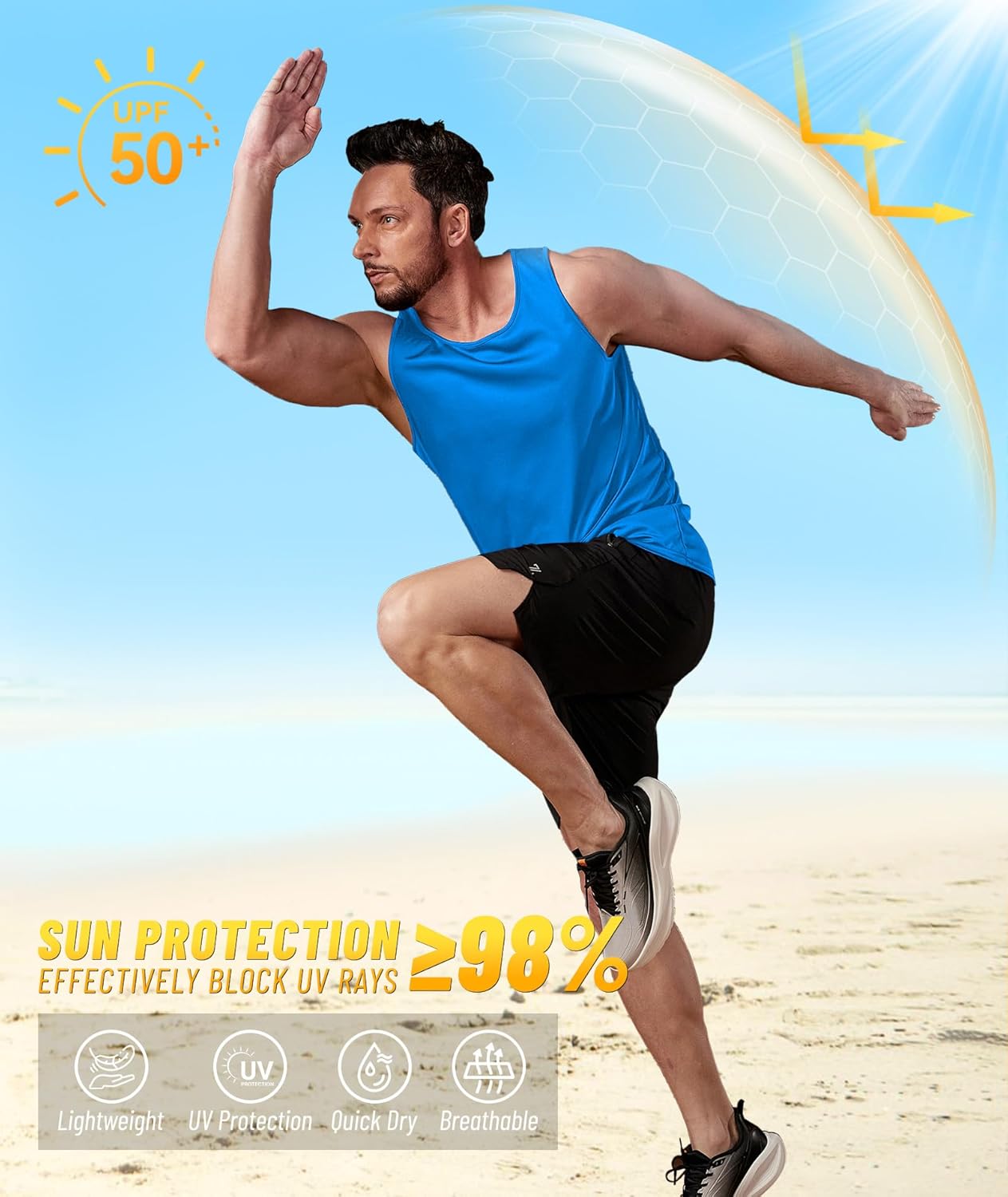 ZITY Men's 3 Pack Tank Tops UPF 50+ Fast Dry Sleeveless Shirt Breathable Lightweight Workout Gym Muscle Fitness T Shirts - Image 4