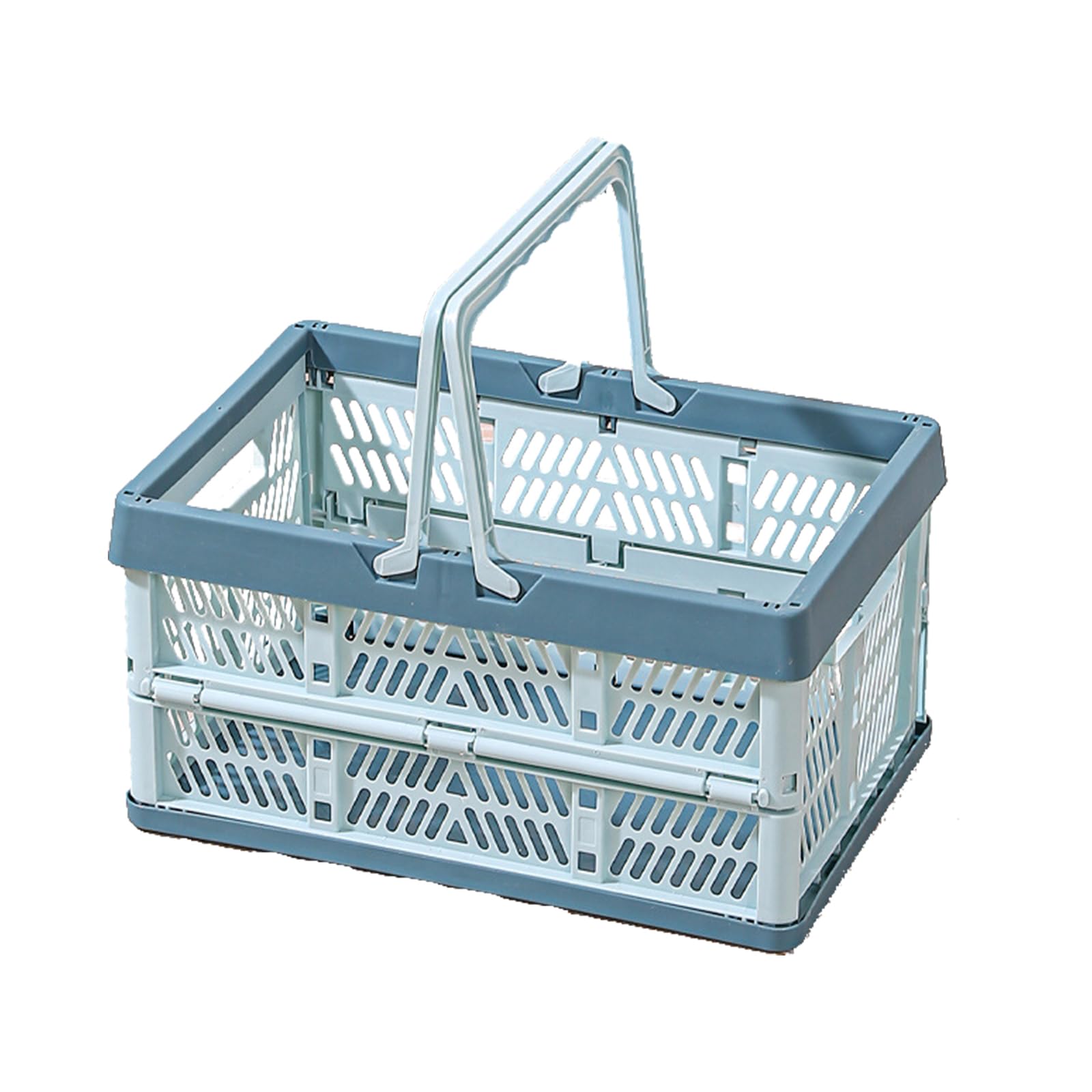 Pequeñas cajas plegables de plástico, 30 x 20 x 15,5 cm, para cocina, baño, oficina, dormitorio, armario (verde agua)
