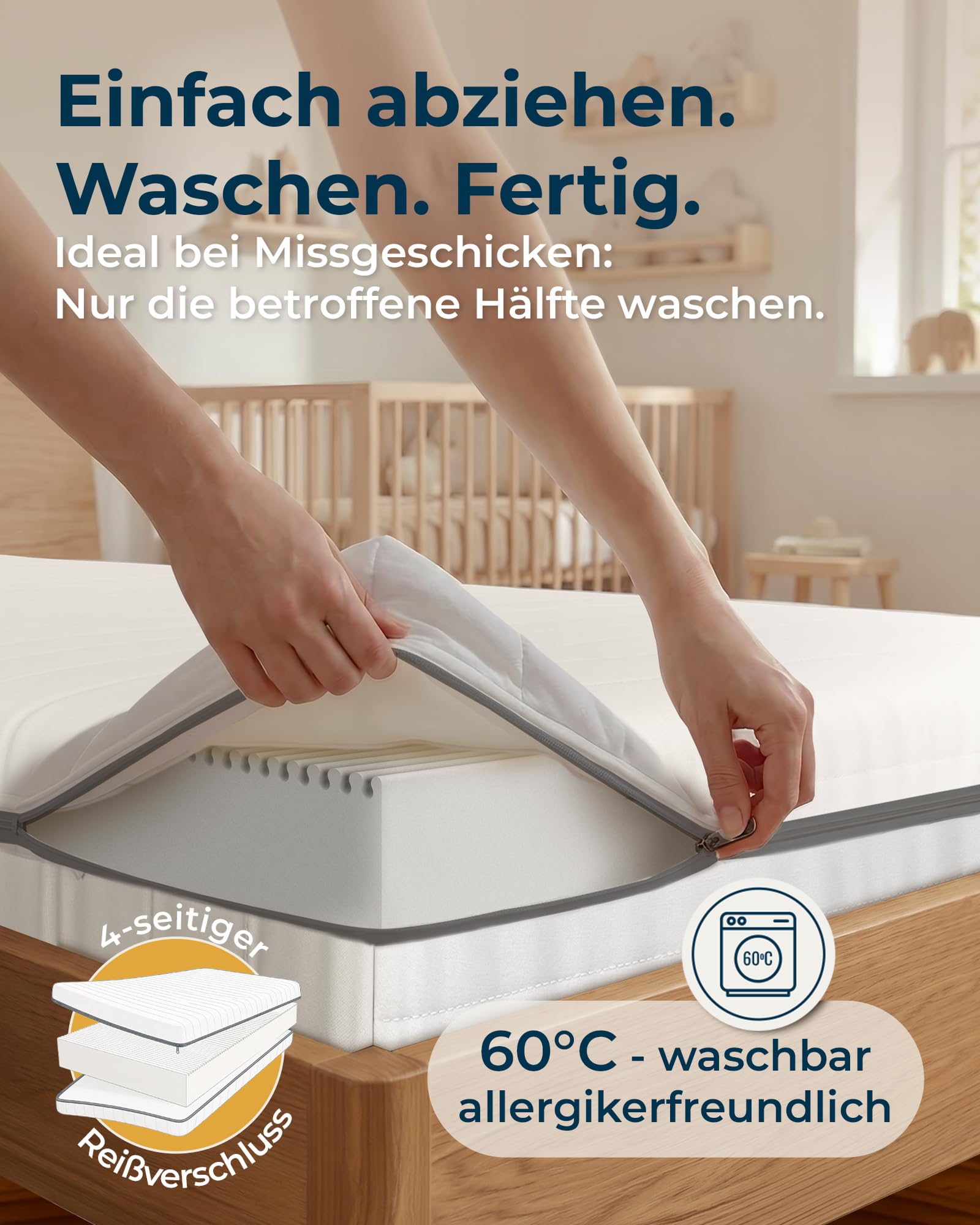 Kindermatratze 90x200 cm für Kinderbett & Jugendbett, 2-1 System - mitwachsend ab 3 Jahre, Oeko-Tex und Dermatest Zertifiziert, 15 cm Komfortschaum RG28, Kinder Matratze 90 x 200, Made in Europe