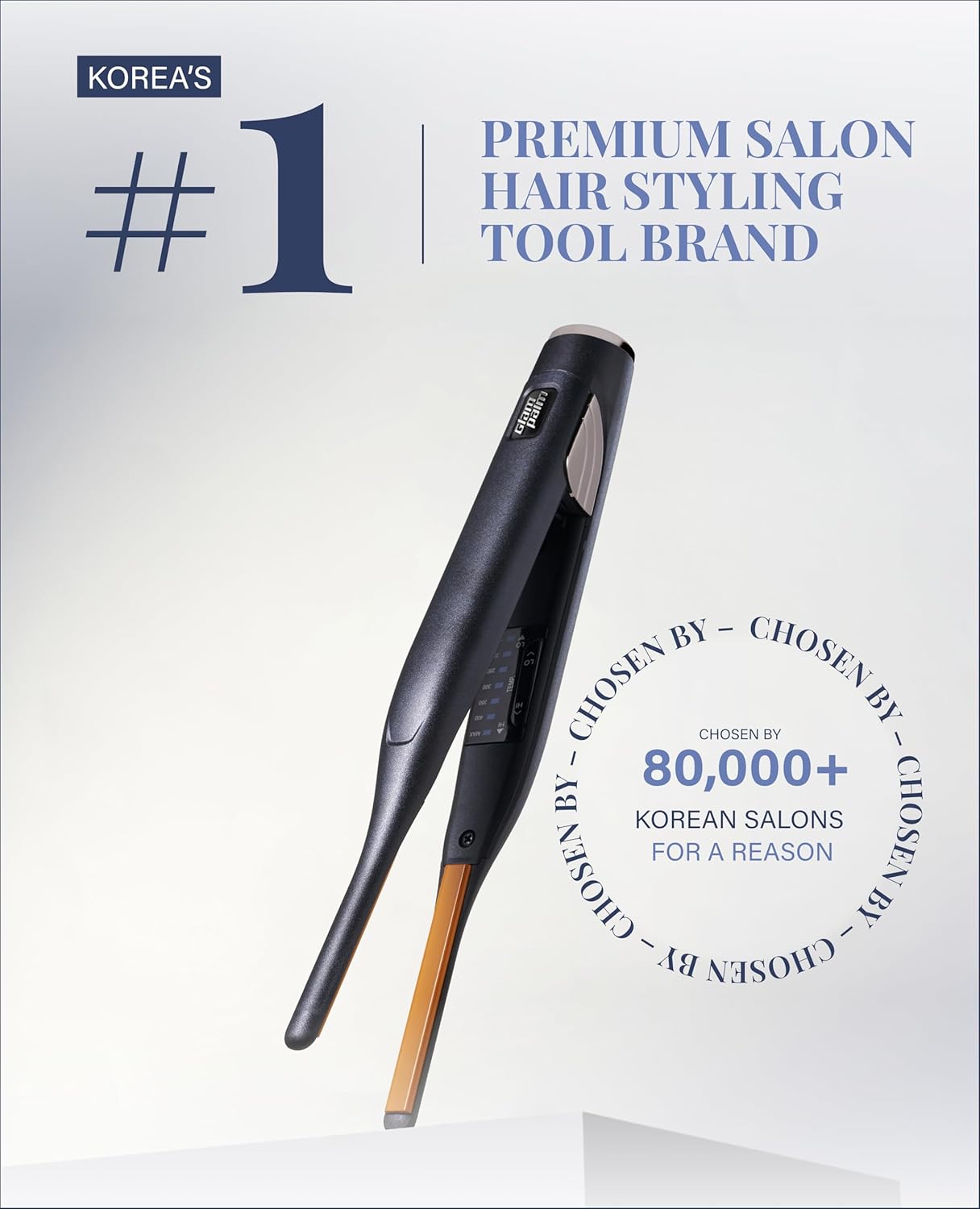 GLAMPALM Stiletto Hair Straightener 0.3" Pencil Ceramic flat iron Infused with Vita C, Korea's No.1 Professional Salon Tool for Short Hair, Dual Voltage, 7 Heat Setting(150°–450°), 10s Heat-Up (GP141) - Image 2