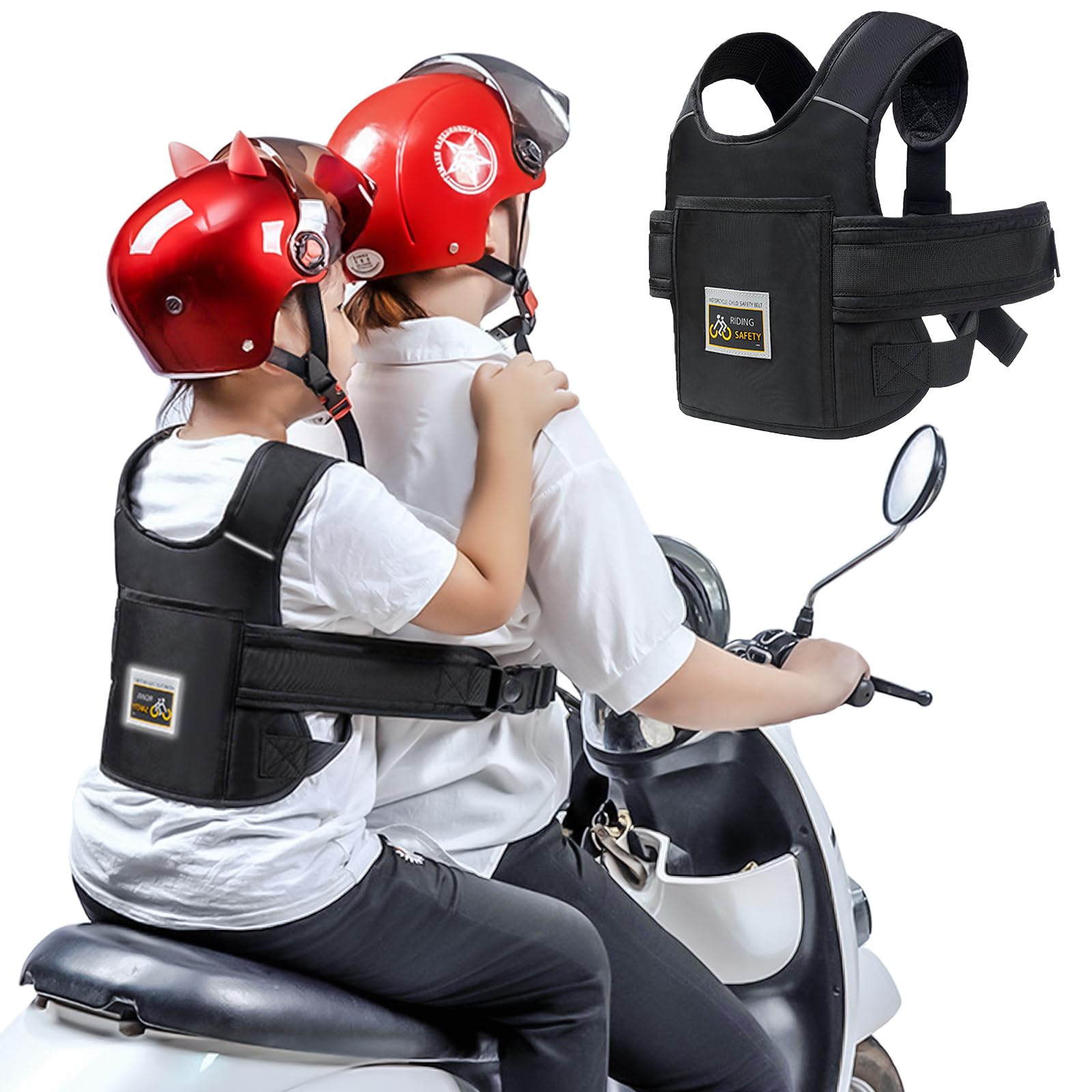 Cintura di sicurezza per motocicli per bambini regolabile con strisce riflettenti 3-12 anni