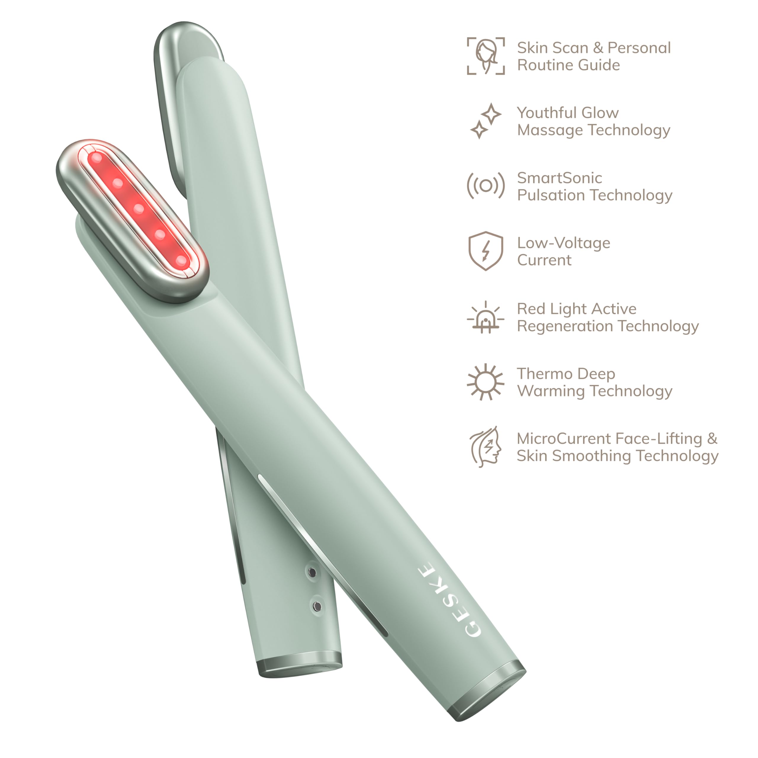 GESKE Skin Firming Wand | 7 in 1 | Anti-Aging | Mikrostrom Facelift | Reduziert Alterserscheinungen | Fortschrittlicher Facial Firmer | Red LED Light Technology | Flexibler Kopf