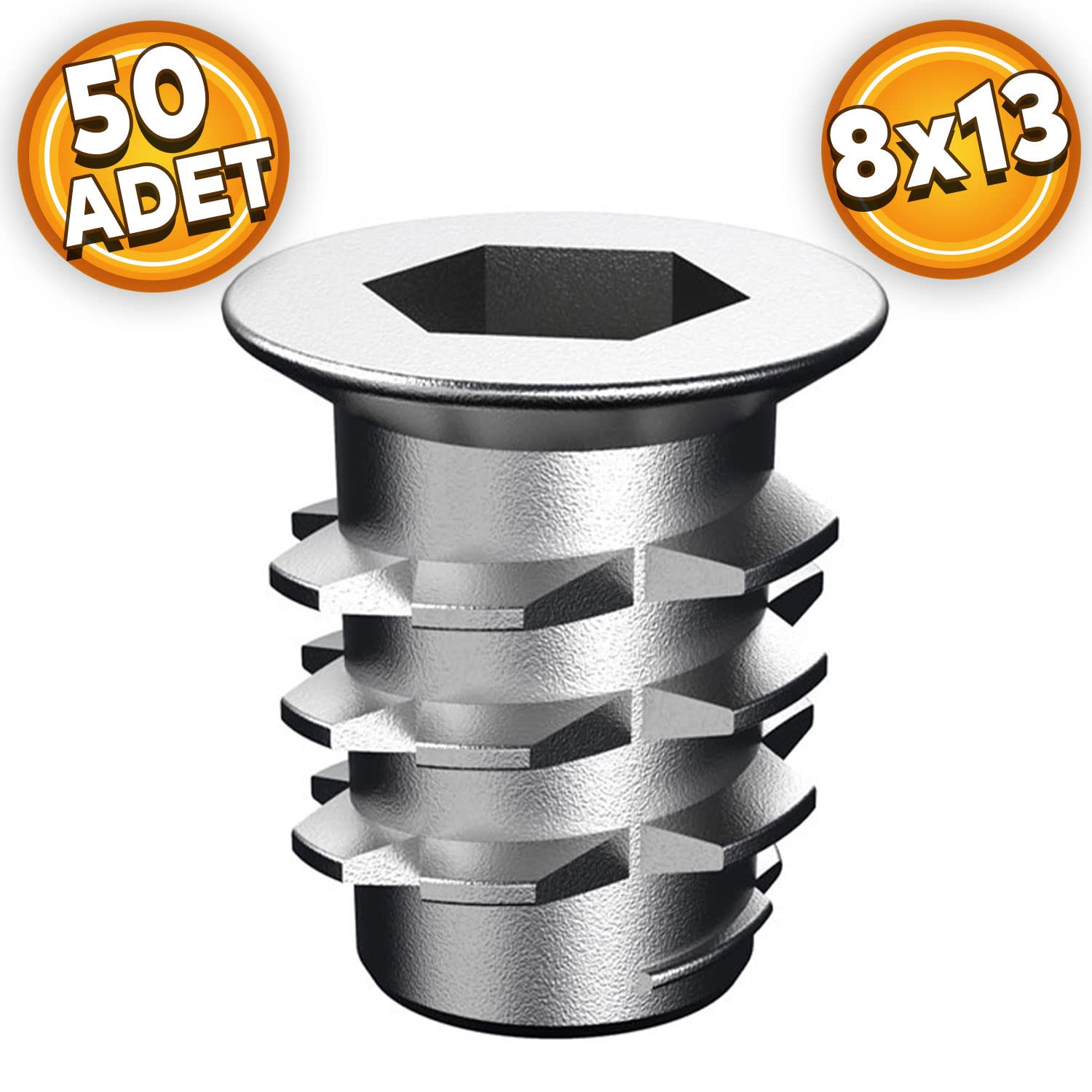 Badem10 Metal Euro Dübel 8x13 M6 Çinko (50 ADET)