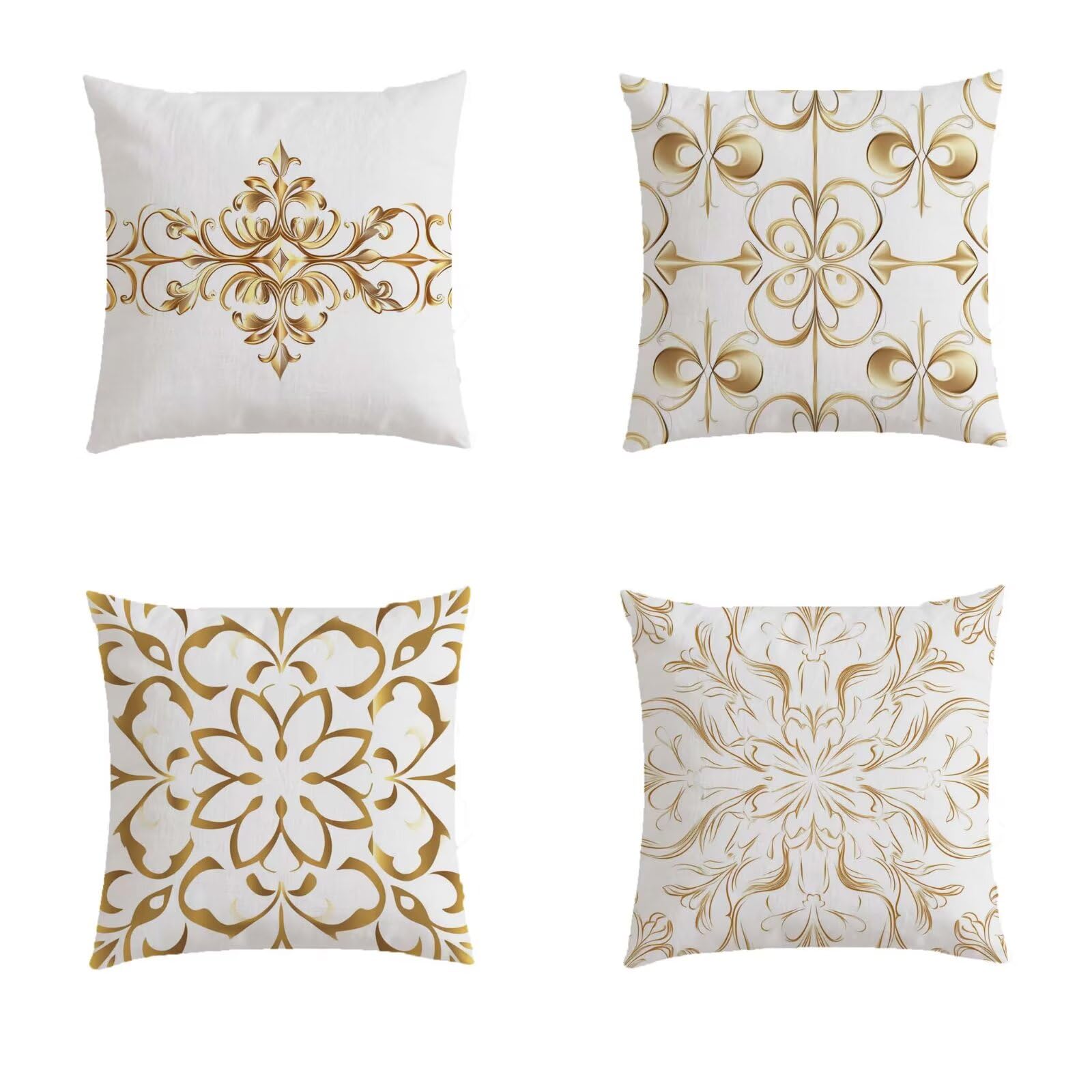 Housse de coussin 70x70cm lot de 4 carrés imprimés double face pour extérieur