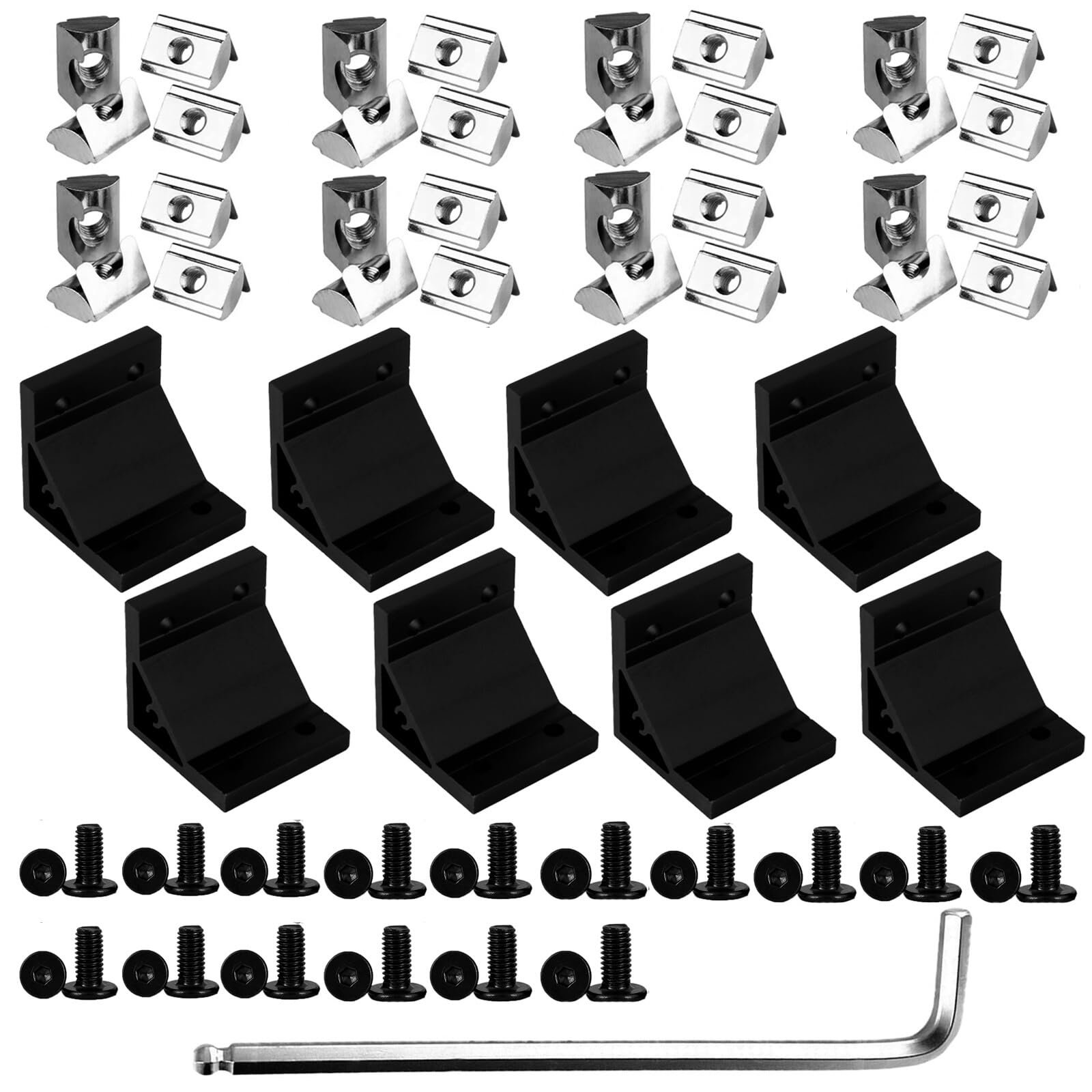 4080 Corner Bracket Connector Set for 4080 8080 Aluminum Extrusion Accessories 8Set(Black JY)