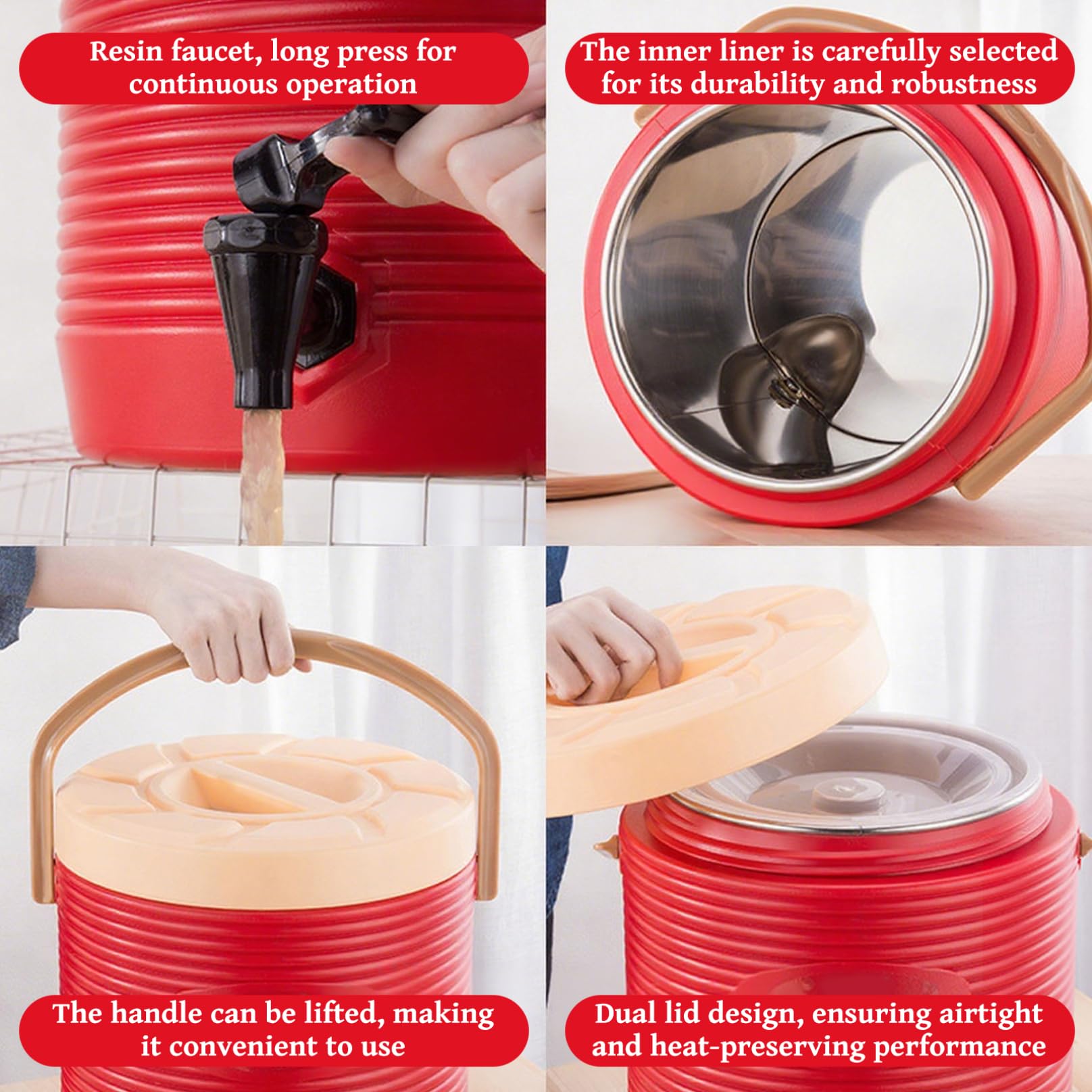 Distributeur de boissons isolé, 2 gallons, intérieur en acier inoxydable