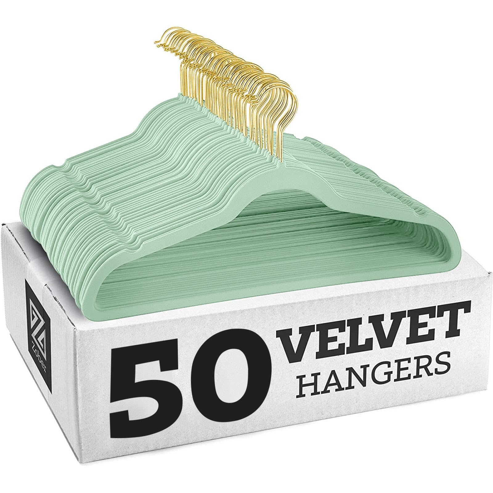Velvet Hangers,wrinkle Resistant,ultra Thin Non Slip, Hook Hold Upto 11 Lbs/17.5 * 9 * 0.2 in (AvocadoGreenGolden,20 Pack)