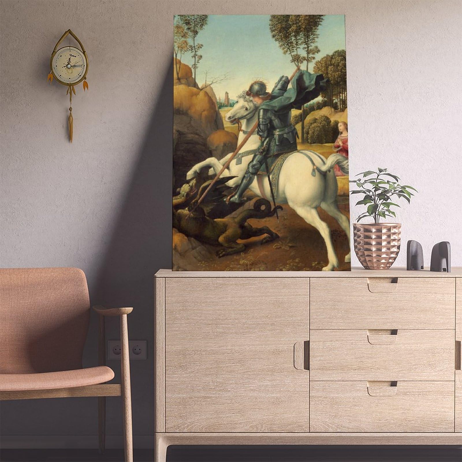 WCYB Raffaello Sanzio Poster, Motiv: Heiliger Georg und der Drache von Raffaello Sanzio, Kunstdruck, Rahmen, 40,6 x 61 cm (L x B)