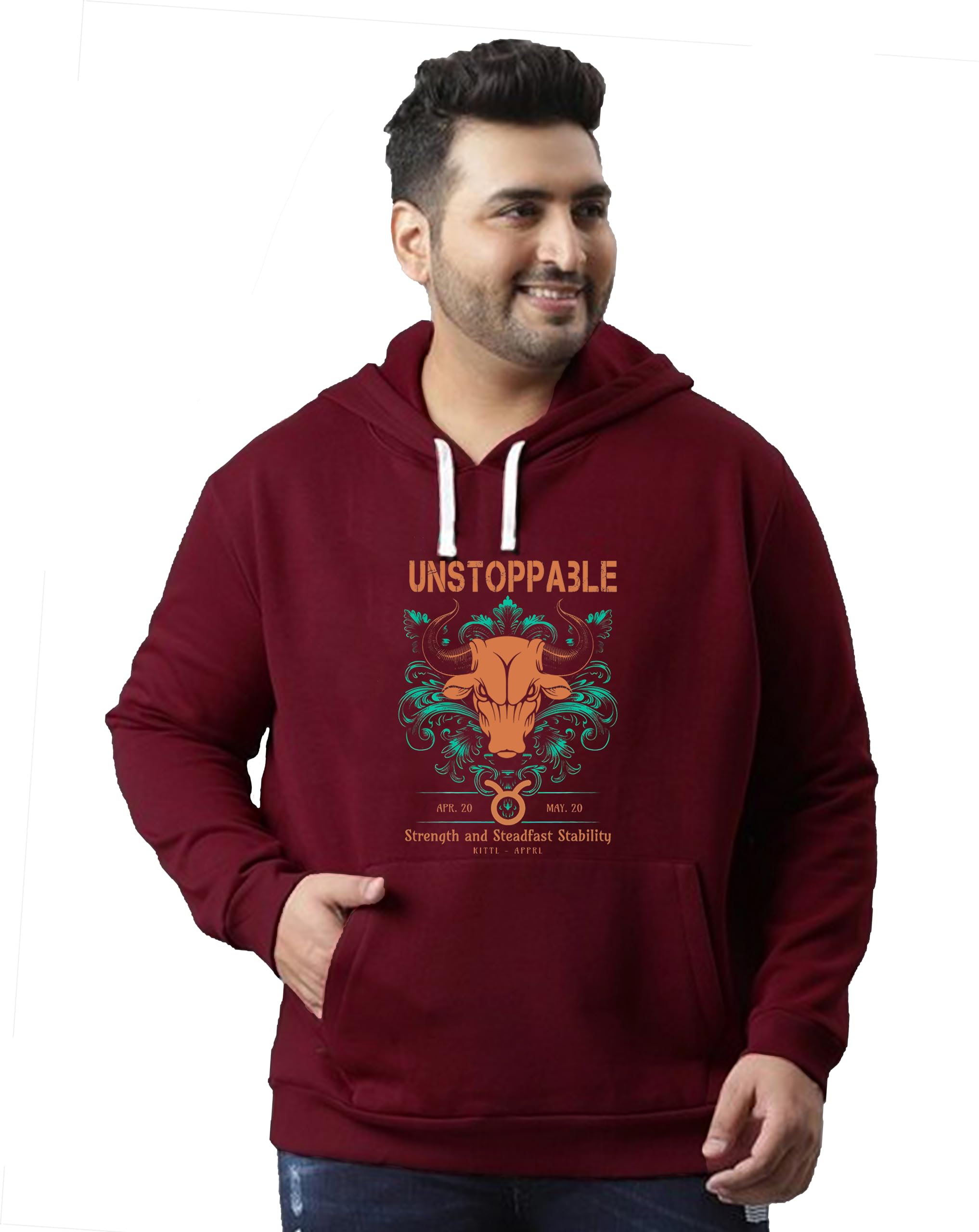 West Gate Clothing Plus Size Mens Cotton Hoodies,Hooded Sweatshirt | 100% Cotton Hoodies Plus Size Collection for Men | Unstoppable Printed Hoodie-picture-11