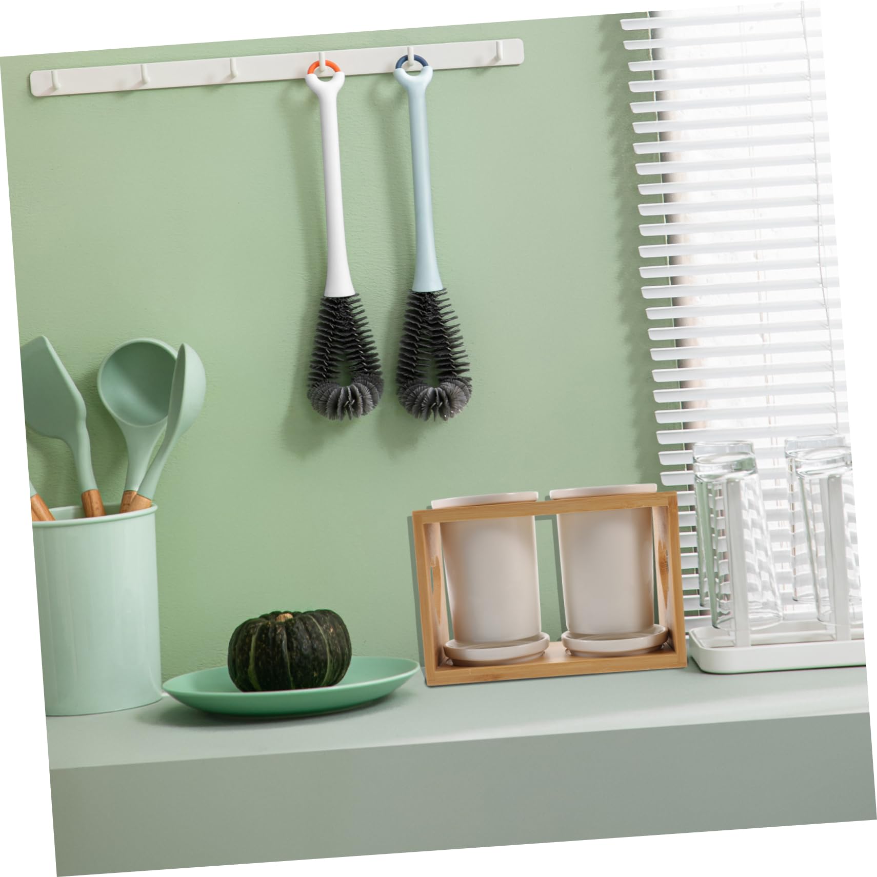 Portaposate in Ceramica Funzione di Svuotamento Utensili da Cucina Organizzatore a Design Unico Contenitore per Stoviglie