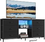 SONGMICS BELLAH Collection - TV Stand pour les téléviseurs Jusqu'à 65 Pochettes, commode pour chambre, salon, coffre de tiroirs, acier, 6 Tiroirs et 2 Étagères, moderne, encre noire ULGS132B101S