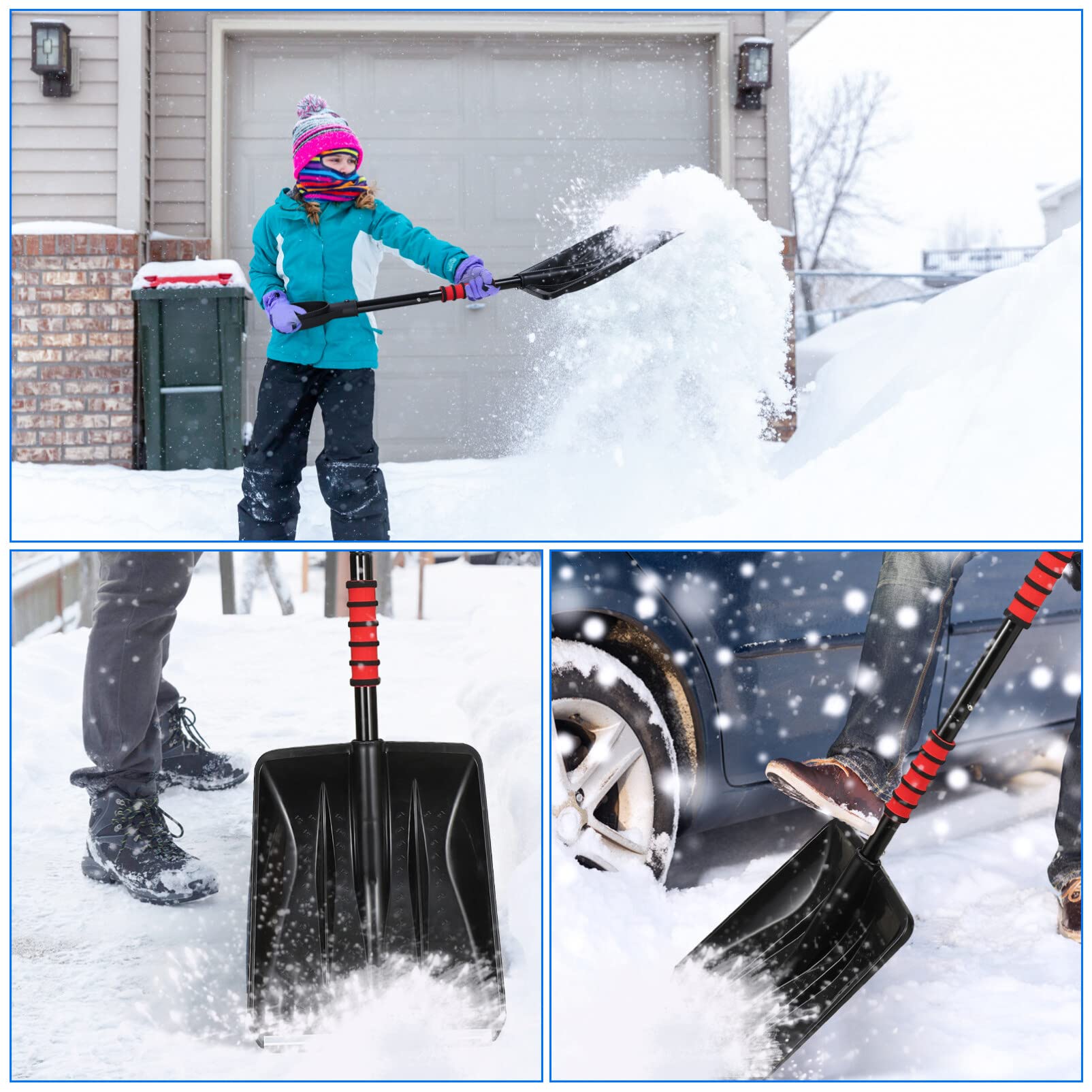 Yardwe Pala Da Neve, Portatile Pala Pieghevole, Pala Da Giardino, Pala Da Neve In Iron Adatto Per LAuto Il Campeggio LEsterno