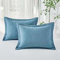 Vista 37 de WINLIFE - Funda de almohada acolchada 100 % de algodón con estampado floral (Estándar, Naranja Quemado)