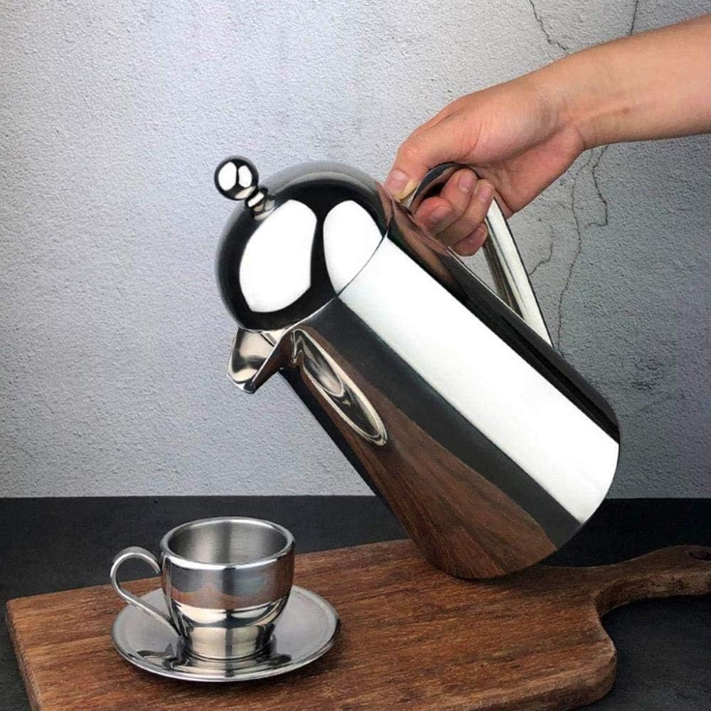 French Press Coffee Maker, 304 Grade Stainless Steel Insulated Coffee Press, 34oz (1 Litre), Silver