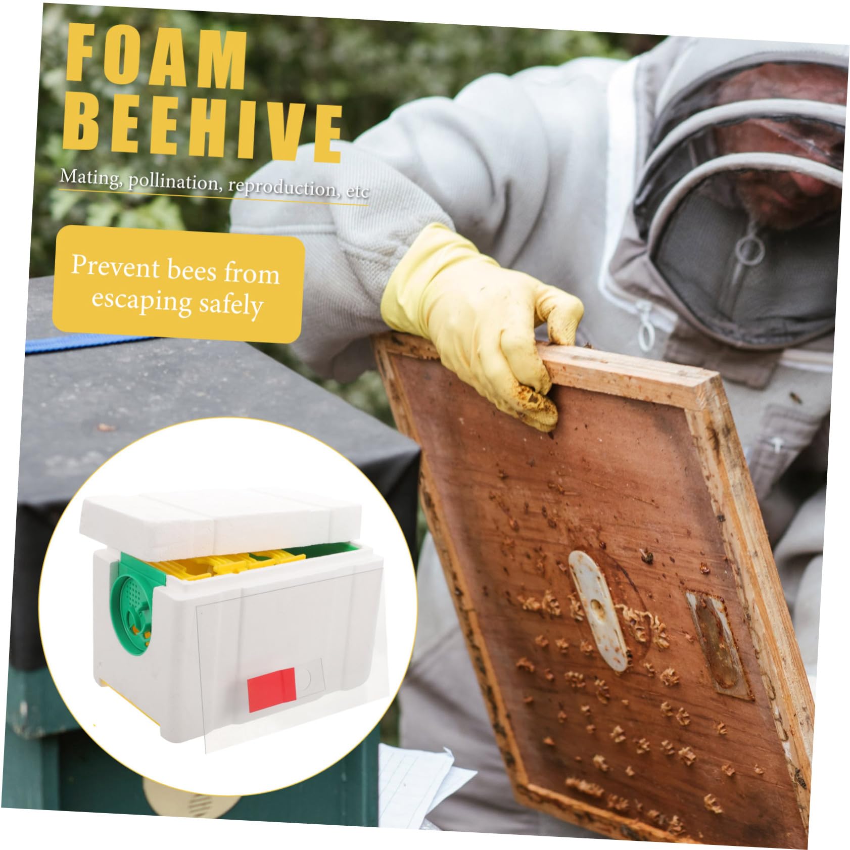 Happyyami Scatola Per Allevamento Api e Arnia Di Accoppiamento in Plastica Resistente Per Apicoltura Da Giardino e Balcone, Kit Attrezzature Per Apicoltori Struttura Compatta e Trasportabile