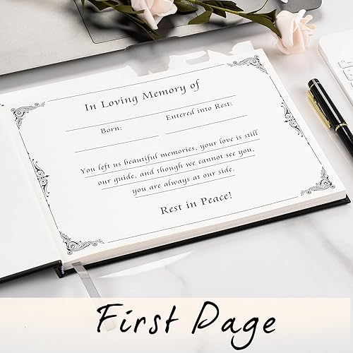 Miniatura 4 de SOITIS Libro de visitas funerarias para el servicio conmemorativo Celebración de la vida, libro de 80 páginas para el funeral, libro de inicio de