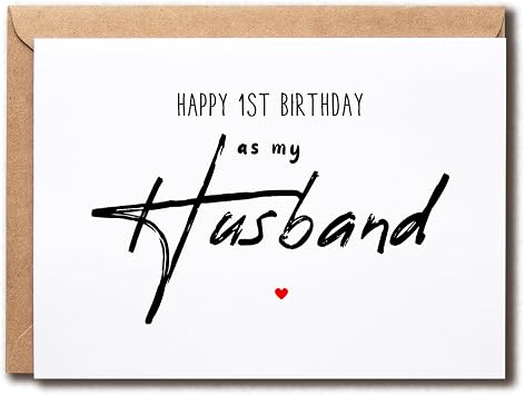 1st Birthday Greeting Card - Husband - White