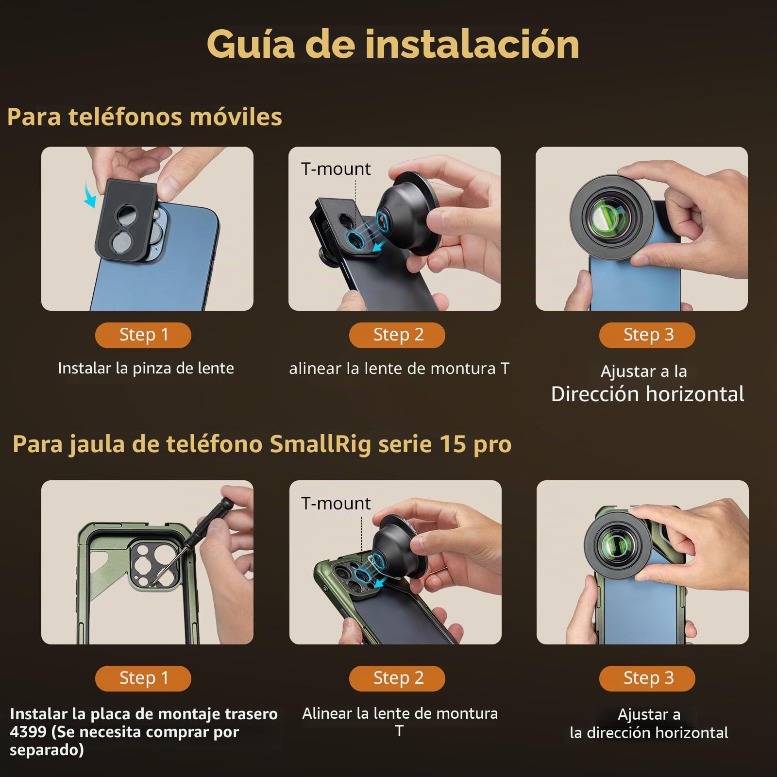 SMALLRIG Lente Macro Maestra HD de 75mm, Lente con T-Mount para iPhone, Samsung, Huawei, Xiaomi, Accesorio de Lente de Cámara de Teléfono para Fotografía Macro - 4588
