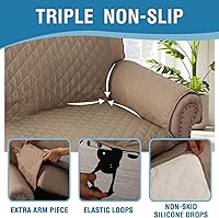 Vista 6 de H.VERSAILTEX Funda para sofá, 100% impermeable, protector de muebles, funda de sofá lavable con respaldo antideslizante y correas elásticas