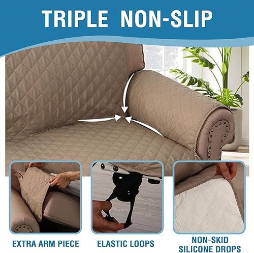 Miniatura 7 de H.VERSAILTEX Funda de sofá 100% impermeable, protector de muebles para mascotas, niños, perros, gatos con respaldo antideslizante (silla, roble