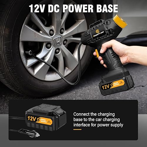 Miniatura 2 de C P CHANTPOWER Inflador de neumáticos con compresor de aire portátil, bomba de neumáticos de coche inalámbrica de 20 V con batería recargable de