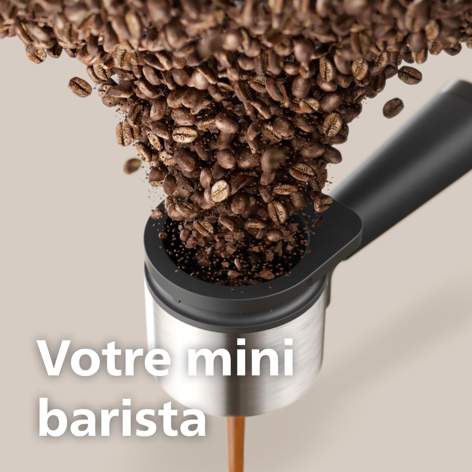 Philips Baristina Machine à expresso, Mouture, tassage et infusion automatiques, 16 bars, Expresso, Lungo, Format compact, Noir avec porte-filtre noir, Machine à café avec broyeur BAR305/60