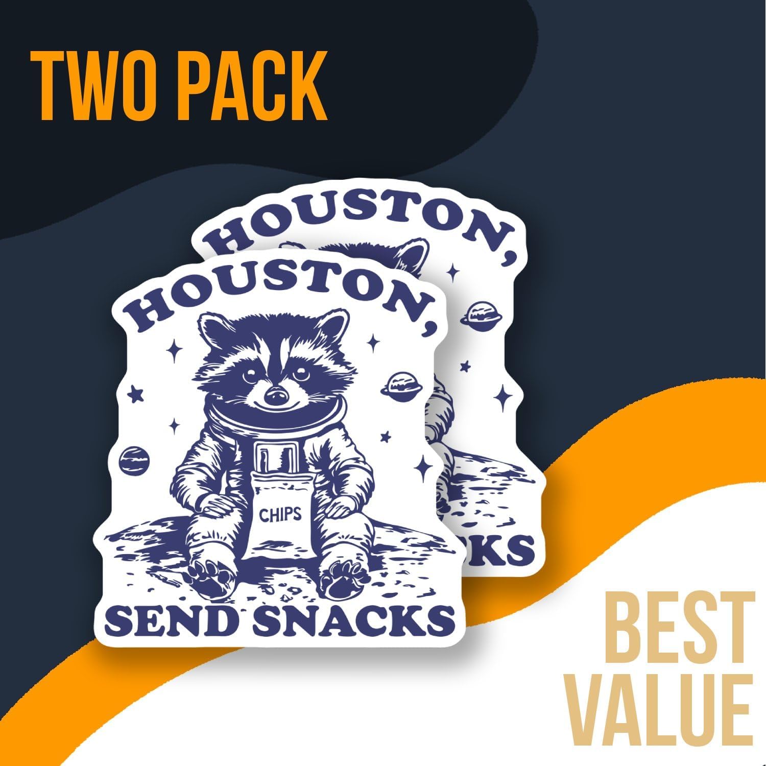 Funny Space Raccoon Sticker - Houston Send Snacks Decal - Cute Animal Astronaut Sticker - Fun Laptop Decal - Humorous Space Decor - Durable Decorative Design for Home - AAS0911 image 2