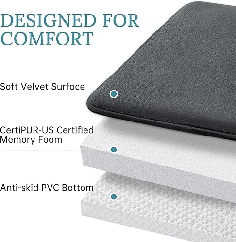 Miniatura 6 de HUXMEYSON Juego de 3 alfombras de baño de espuma viscoelástica, antideslizantes y de secado rápido, alfombras de baño de terciopelo ultra suave para