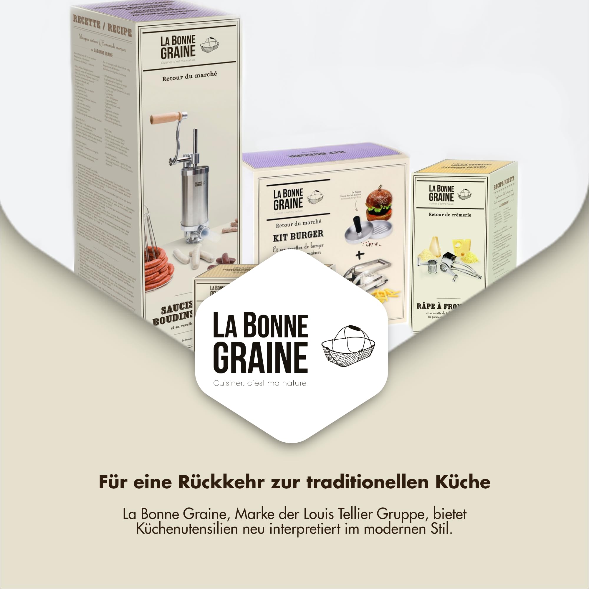 LA BONNE GRAINE Edelstahl-Passiermühle 24 cm | Profi Flotte Lotte mit 3 Siebscheiben | Passiergerät für Obst und Gemüse | Ideal für Sauce, Suppe, Marmelade