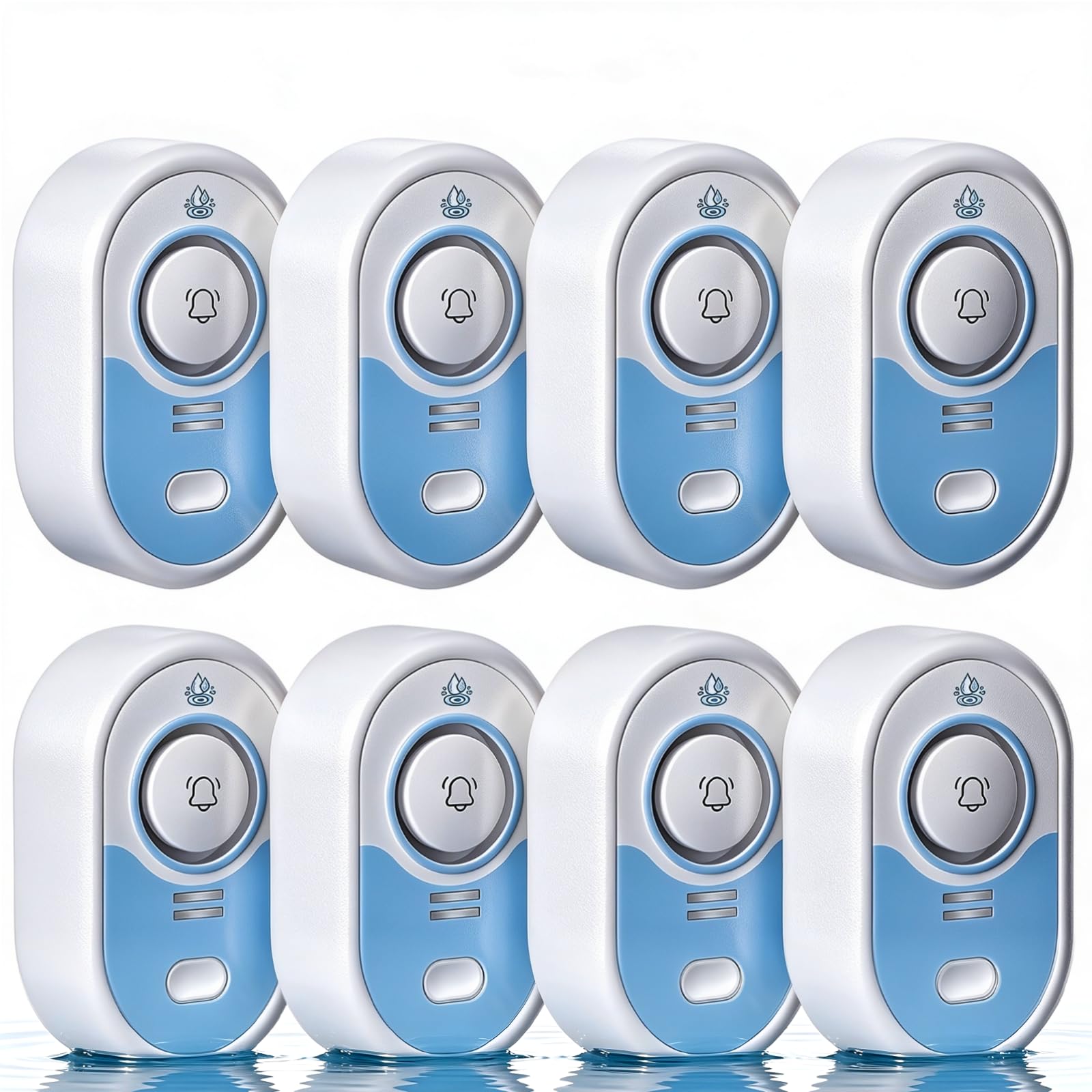 Water Leak Detector with Loud Alarm, 100dB Siren &amp; LED Flash, Water Sensor Alarm for Home, Basement, Sump Pump, Kitchen, Bathroom, Water Heater, Indoor Outdoor 8-Pack