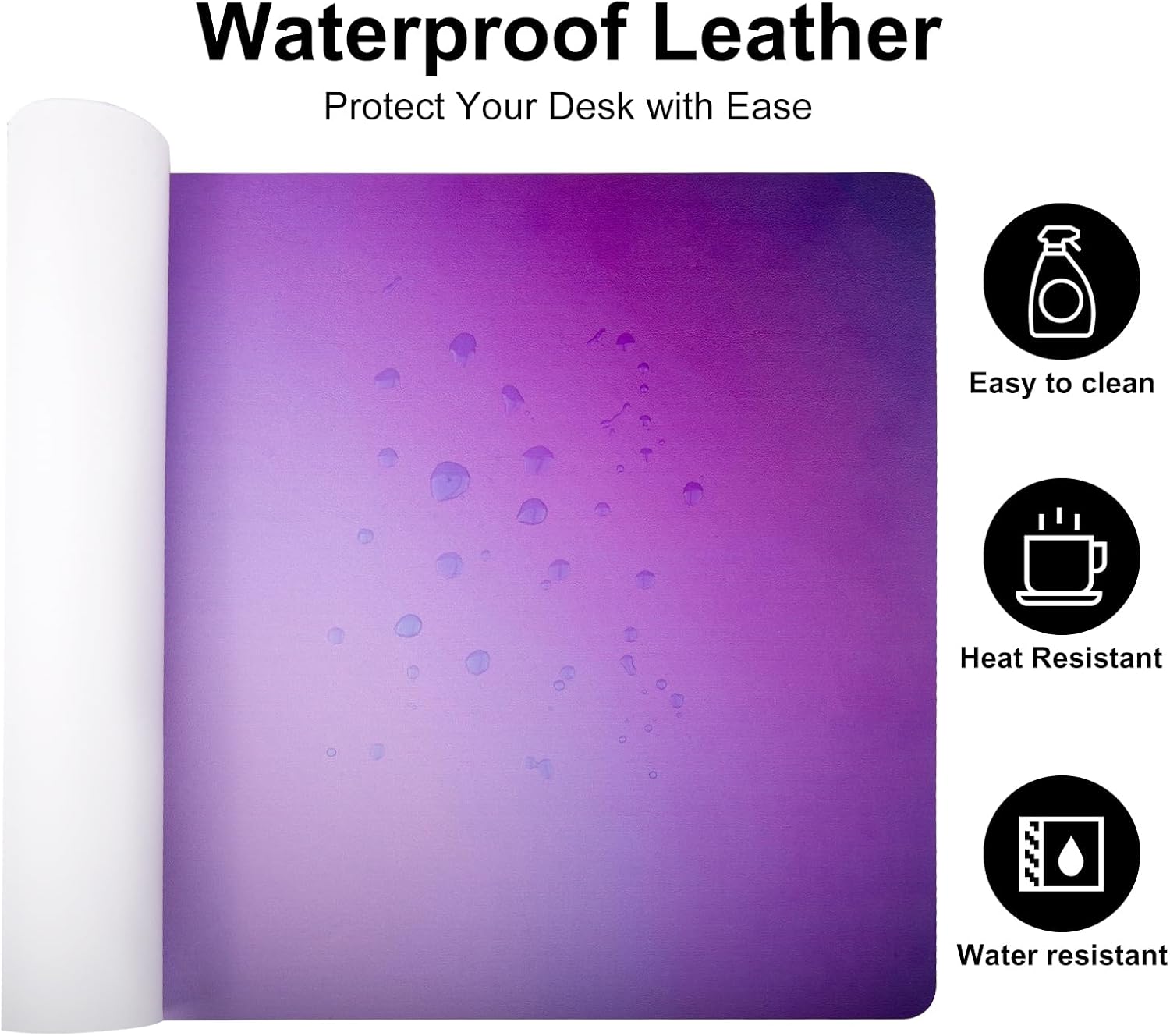 Colorful Star Purple Desk Mat Woman Office Desk Pad, Leather Keyboard and Mouse Pad for Desk, Ombre Desk Accessories for Girls, Non-Slip Large Gaming Mouse Pads Desk Cover Décor 31.5"x15.7" - Image 5