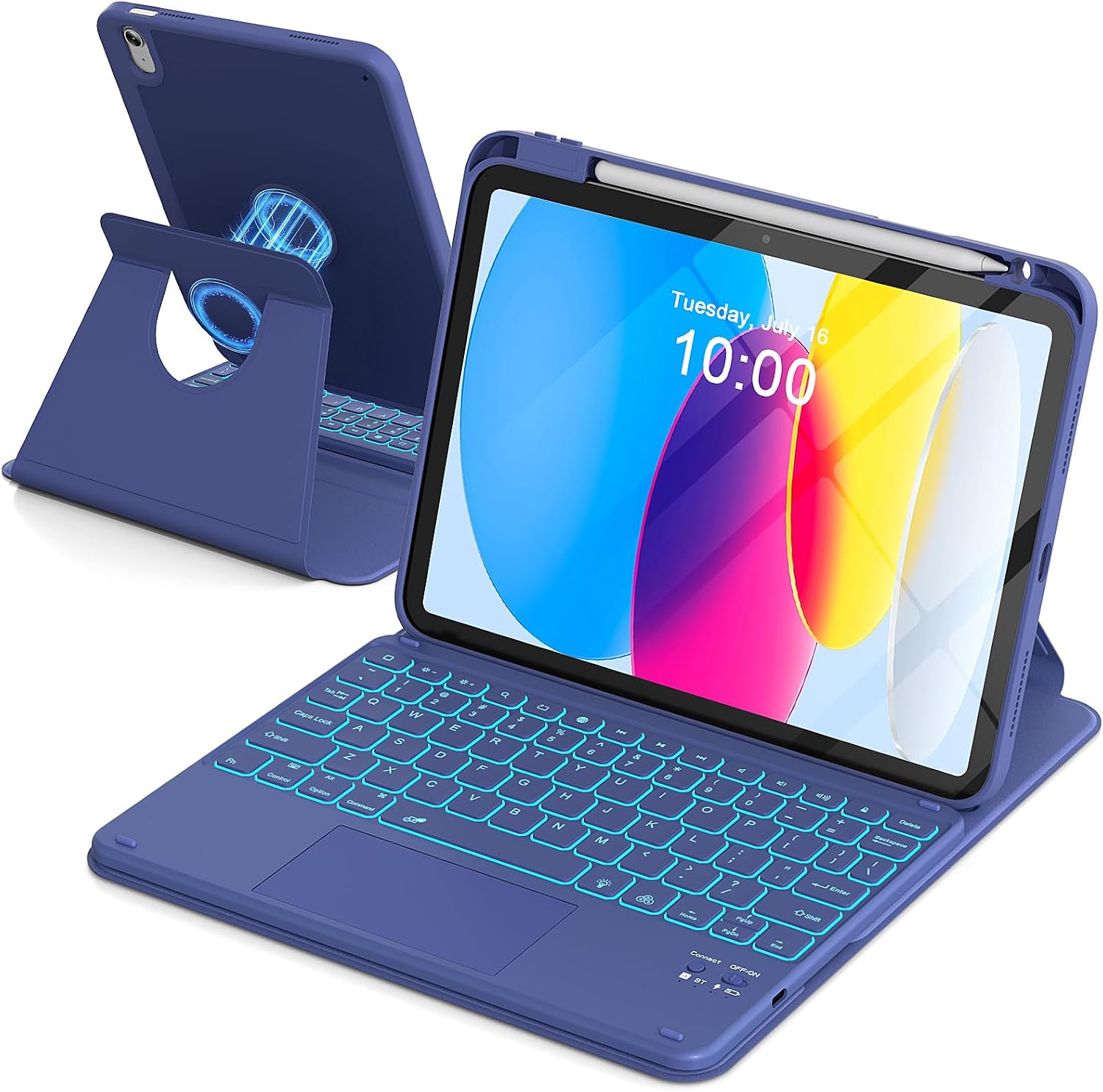 for iPad 11th (A16)/10th Gen Case Keyboard, Portrait/Tablet Mode