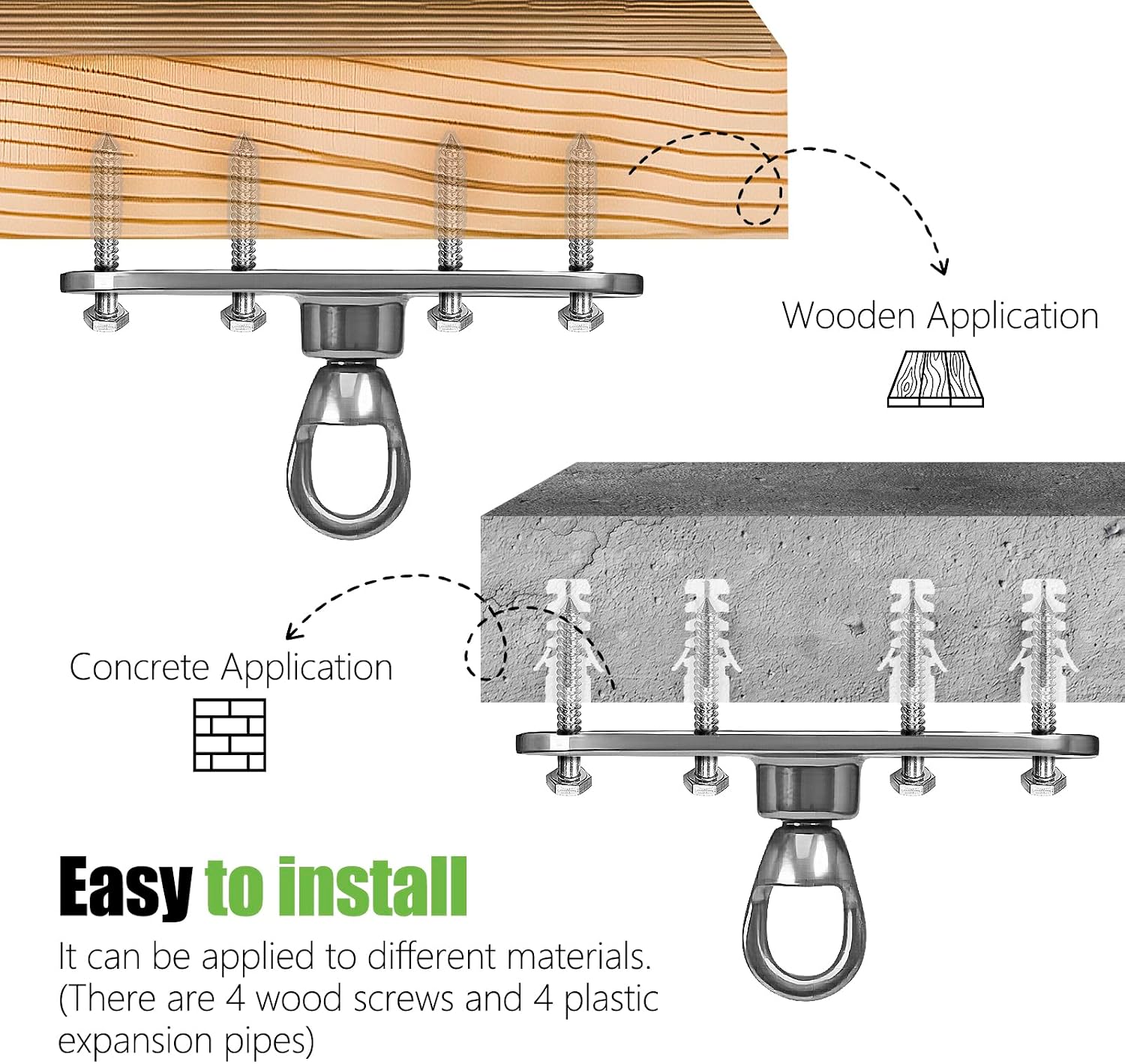 Swing Hanger Heavy Duty Punching Bag Hanger Ceiling Mount with Bearing 900 LB Capacity Heavy Bag Hanger Stainless Steel Swing Hardware for Indoor Hanging Chair Outdoor Swing Set