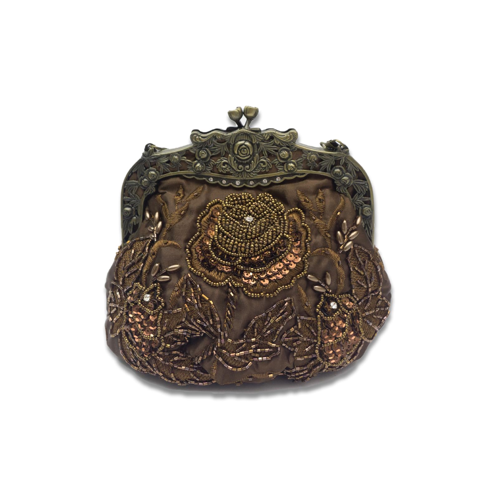 CORIOS Vintage 1920s Beaded Evening Bag Pearl Clutch Bag for Women Bridal Wedding Purse Sequin Rhinestone Handbag
