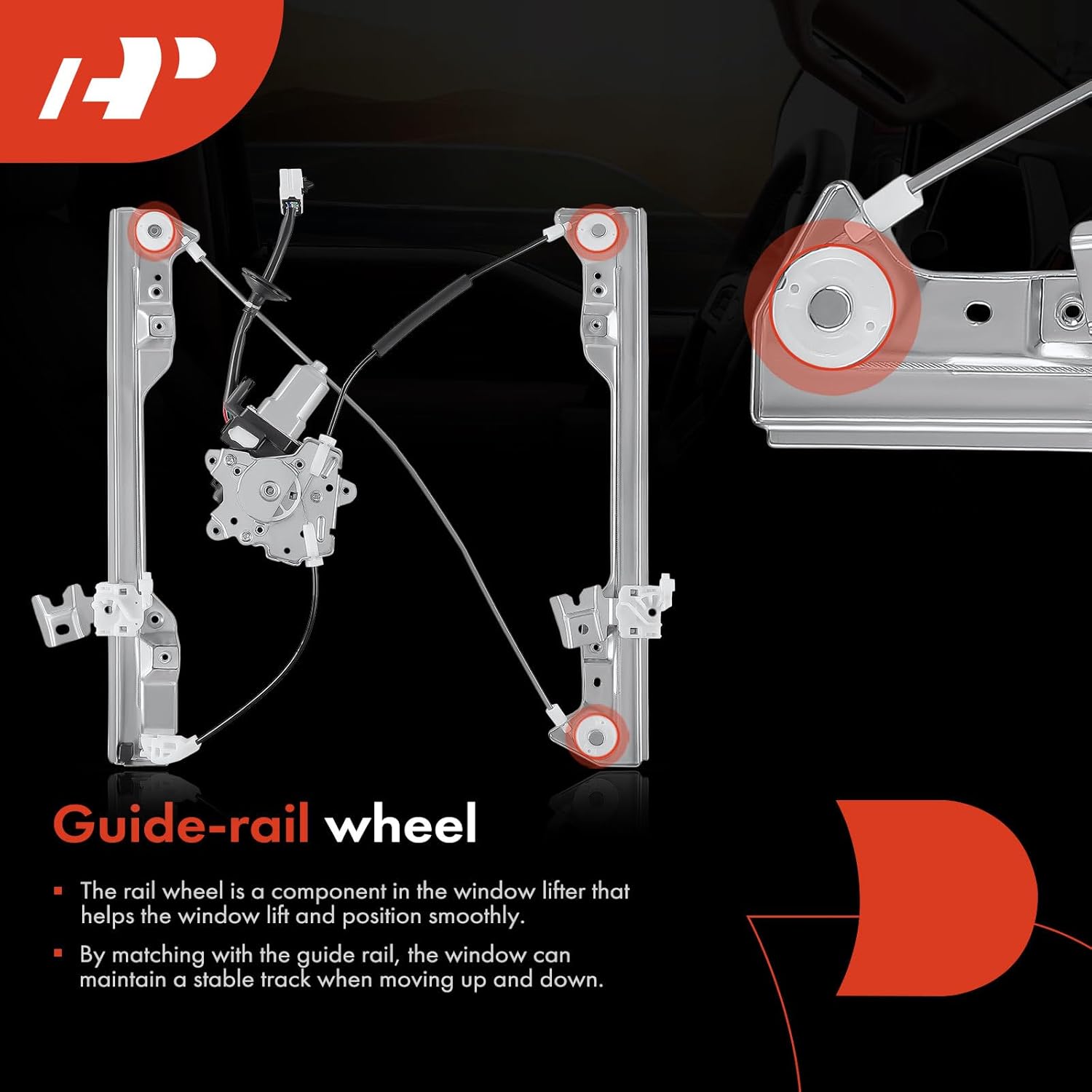 A-Premium Electric Power Window Regulator with 6-Pin Motor Compatible with Nissan Altima 2002-2006 Sedan, with Auto Up/Down Feature, Front Left Driver Side