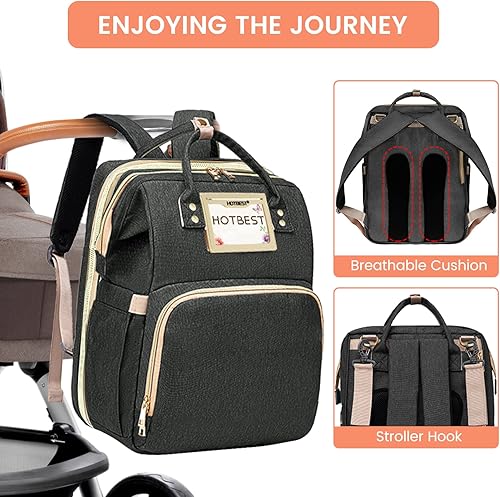 Miniatura 4 de Mochila de pañales para bebé, calentador de botellas con aislamiento para recién nacidos, regalos de baby shower, bolsas de pañales portátiles para