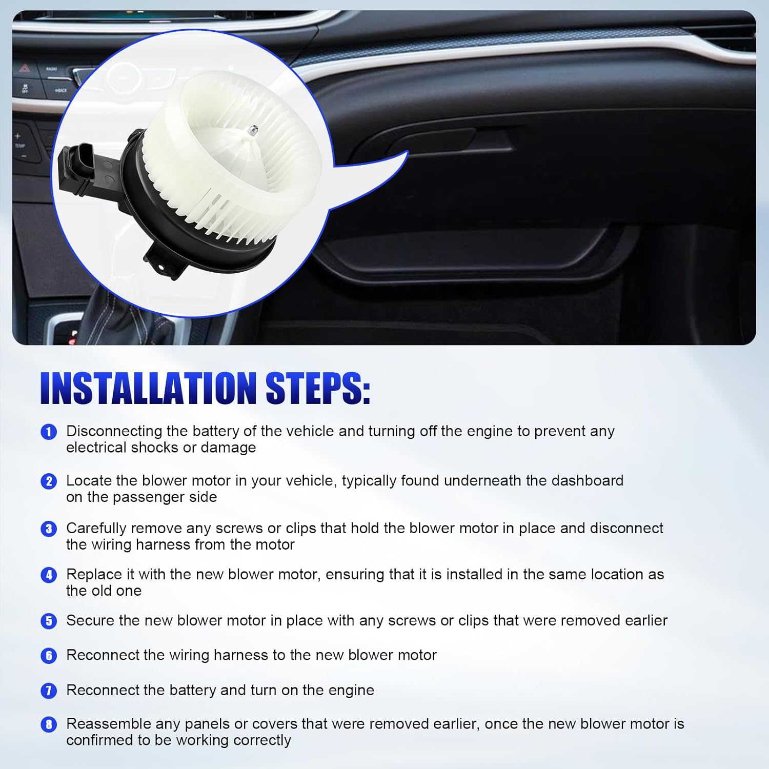 AC Blower Motor with Fan Fits for Honda CRV CR-V Civic Accord Acura RDX ILX 2012 2013 2014 2015 2016 HVAC Heater Blower Motor Replaces# 700260