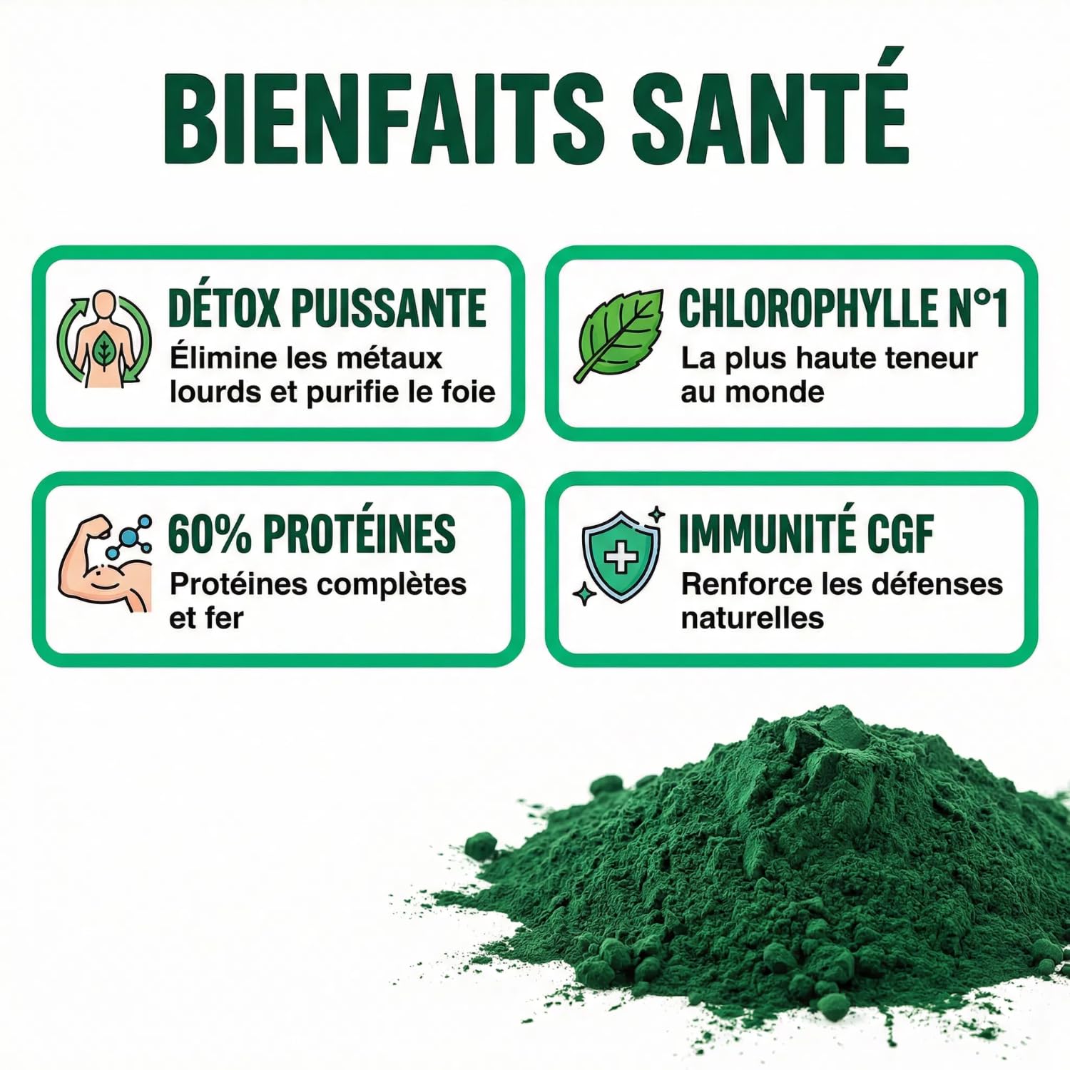 Chlorelle Poudre Pure 250g | Chlorella Détox Métaux Lourds, Chlorophylle | Superaliment 60% Protéines, Fer, Vitamines | Soutien Immunité, Énergie, Digestion | Paroi Cellulaire Éclatée | Vulgaris