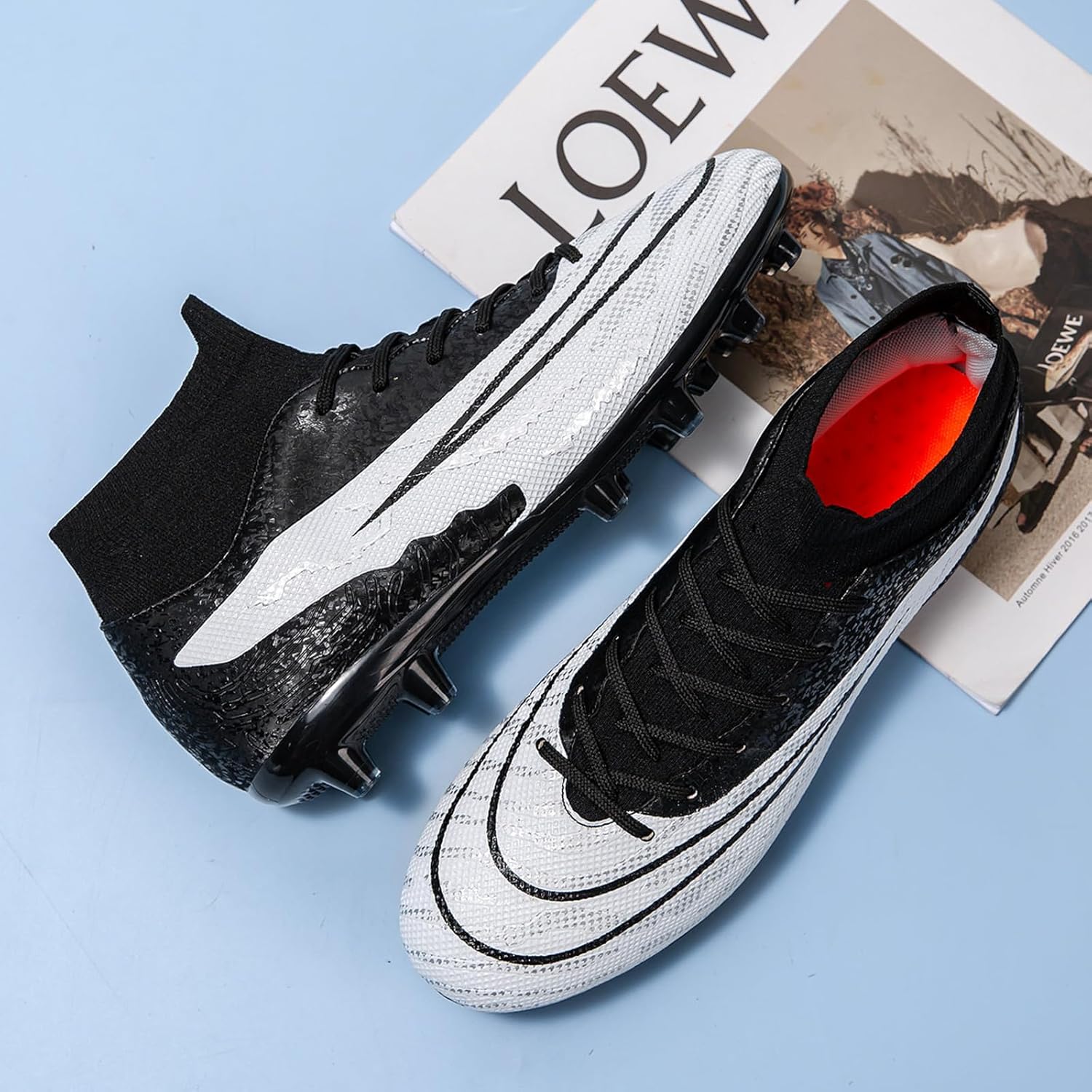 Men's Professional Lace-up Breathable Long Spikes Soccer Shoes main image 1