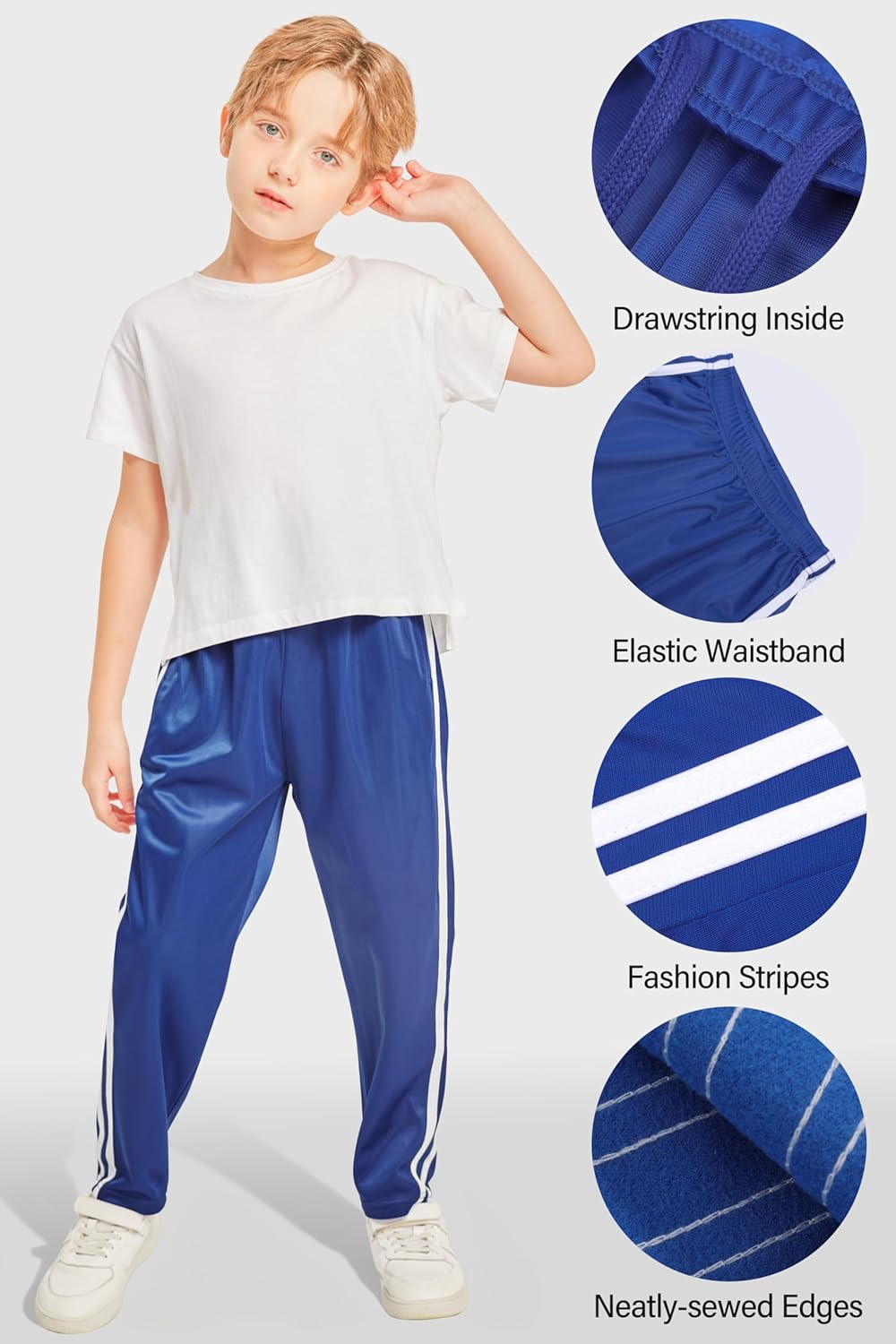 Resinta 4 Pack Boys' Fleece-Lined Open Bottom Sweatpants Boys Athletic Active Jogger Pants with Pockets and Drawstring - Image 3