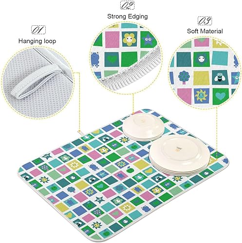 Miniatura 4 de Plaid Fashion Dish Mat Washnable Absorbent Dish Drainer Mat For Kitchen Counter Dry Matt Tapete Para Cocina 16'' x 18''