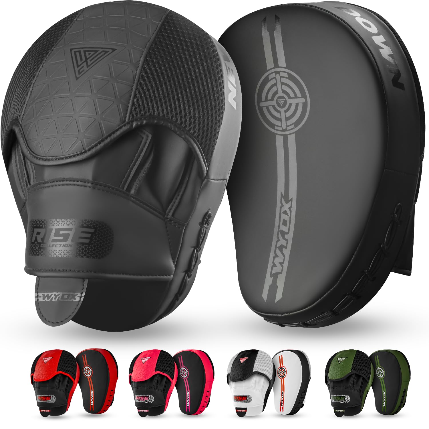 WYOX Boxing Mitts for Adults & Coaches – Shock-Absorbing Focus Mitts and Boxing Pads with Ventilated Mesh, Palm Dome & Wrist Support for Punching, MMA, Muay Thai and Kickboxing Training