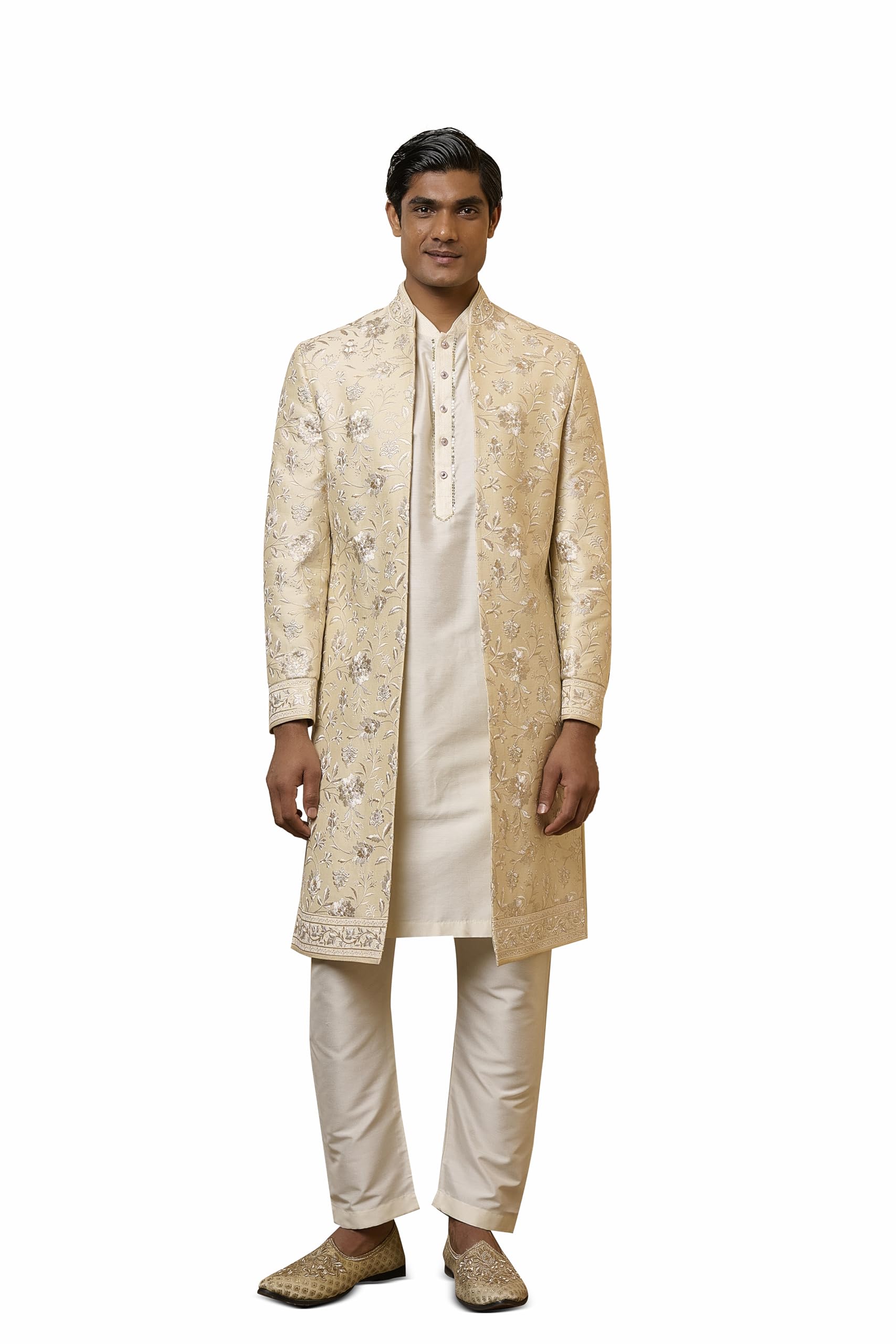 tasva Gold Embroidered Sherwani Set-picture-48