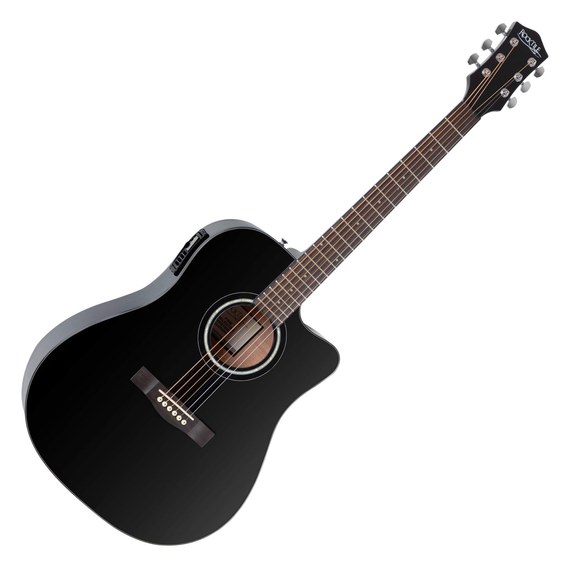 Rocktile D-60CE Westerngitarren Set mit Tonabnehmer - Dreadnought Gitarre - Mit Koffer - Schwarz
