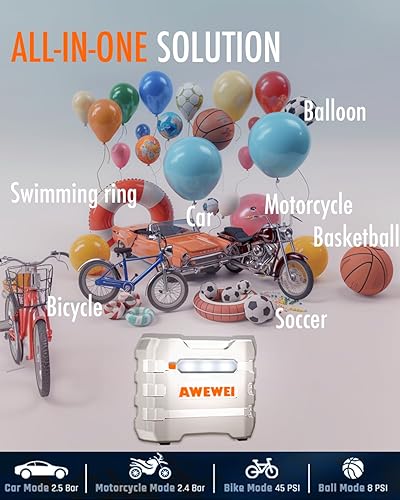 Miniatura 7 de Compresor de aire portátil para inflado de neumáticos, bomba de aire de 150 PSI para neumáticos de automóvil, bomba automática de inflado rápido de