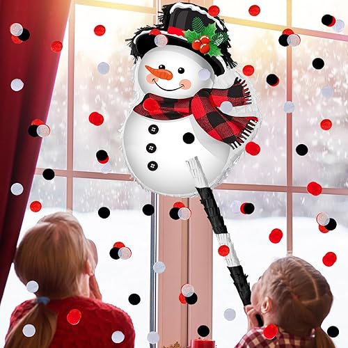 Miniatura 6 de Hiboom Piñata de Navidad con venda, murciélago y confeti, piñata navideña para Navidad, tema de invierno, suministros de fiesta de cumpleaños,