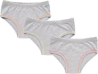 ORGANICKID Girls 100% Organic 100% Cotton Underwear GOTS Certified Kids Toddler Panties Briefs Pack of 3 3 Greys, 7-8 Years