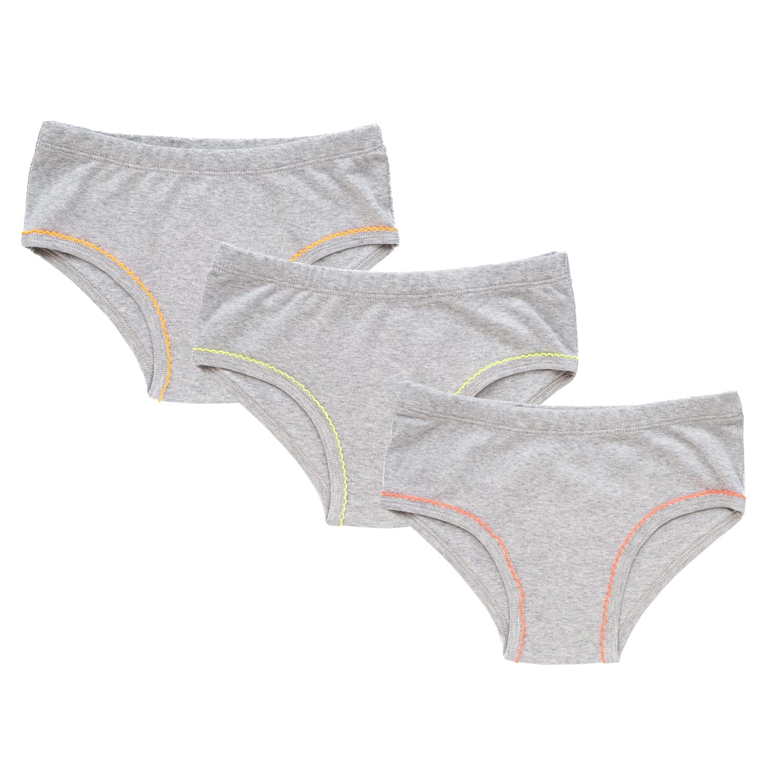 ORGANICKID Girls 100 Organic 100 Cotton Underwear GOTS Certified Kids Toddler Panties Briefs Pack of 3 3 Greys