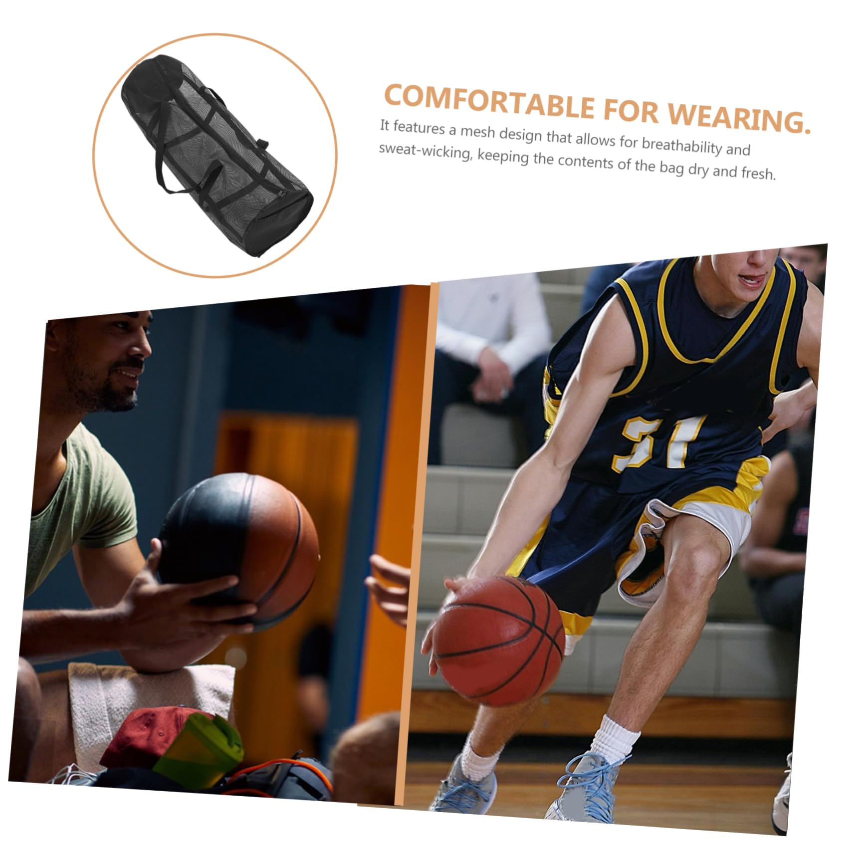 BRIGHTFUFU Sports Ball Storage Large Mesh Basketball Carrying Bag Mesh Bag for Gym Home Use