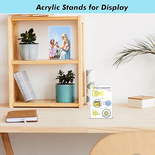 Miniatura 10 de 2 soportes acrílicos para letreros de acrílico con parte trasera inclinada, soporte de exhibición transparente para folletos, exhibición de